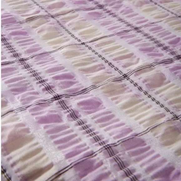 NWT Boston Proper Smocked Plaid Seersucker Dress In Lilac‎ And White. so … - Picture 13 of 15